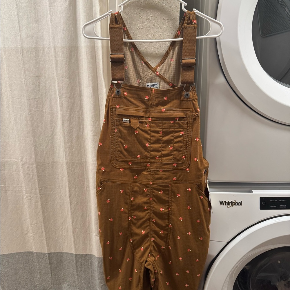 Brown Overalls with Mushroom Print